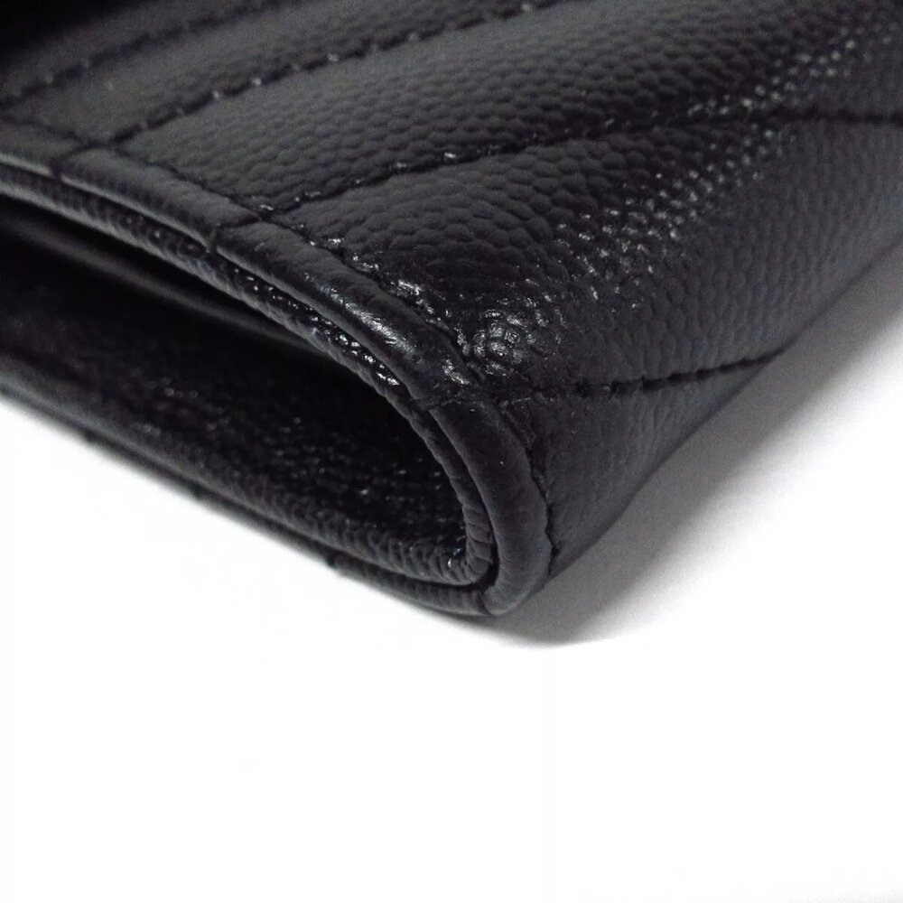 100% Authentic SAINT LAURENT PARIS - 372264 Black Gold Leather Long Wallet - Picture 4 of 8